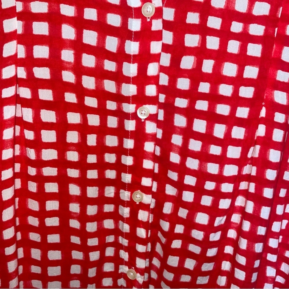 Anthropologie 11:1 Tylho Percy Tunic Red White Gingham Plaid Windowpane Medium - Picture 4 of 7